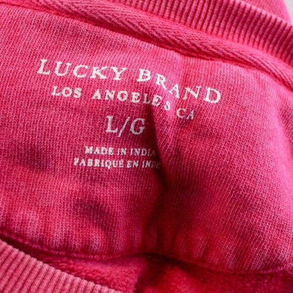Lucky Brand Pink Crew Neck Pullover Sweatshirt Y2K Size L - Picture 3 of 4